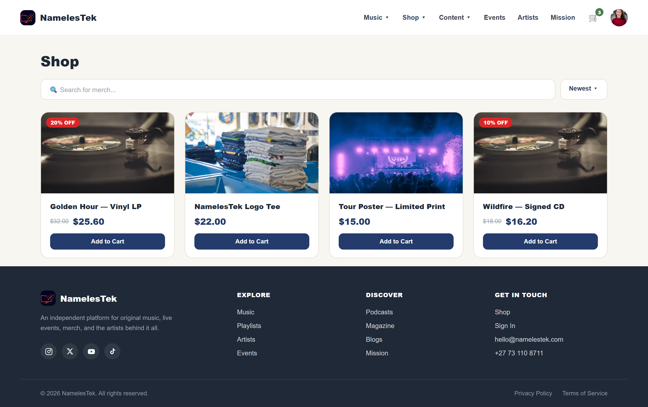 Shop / product page