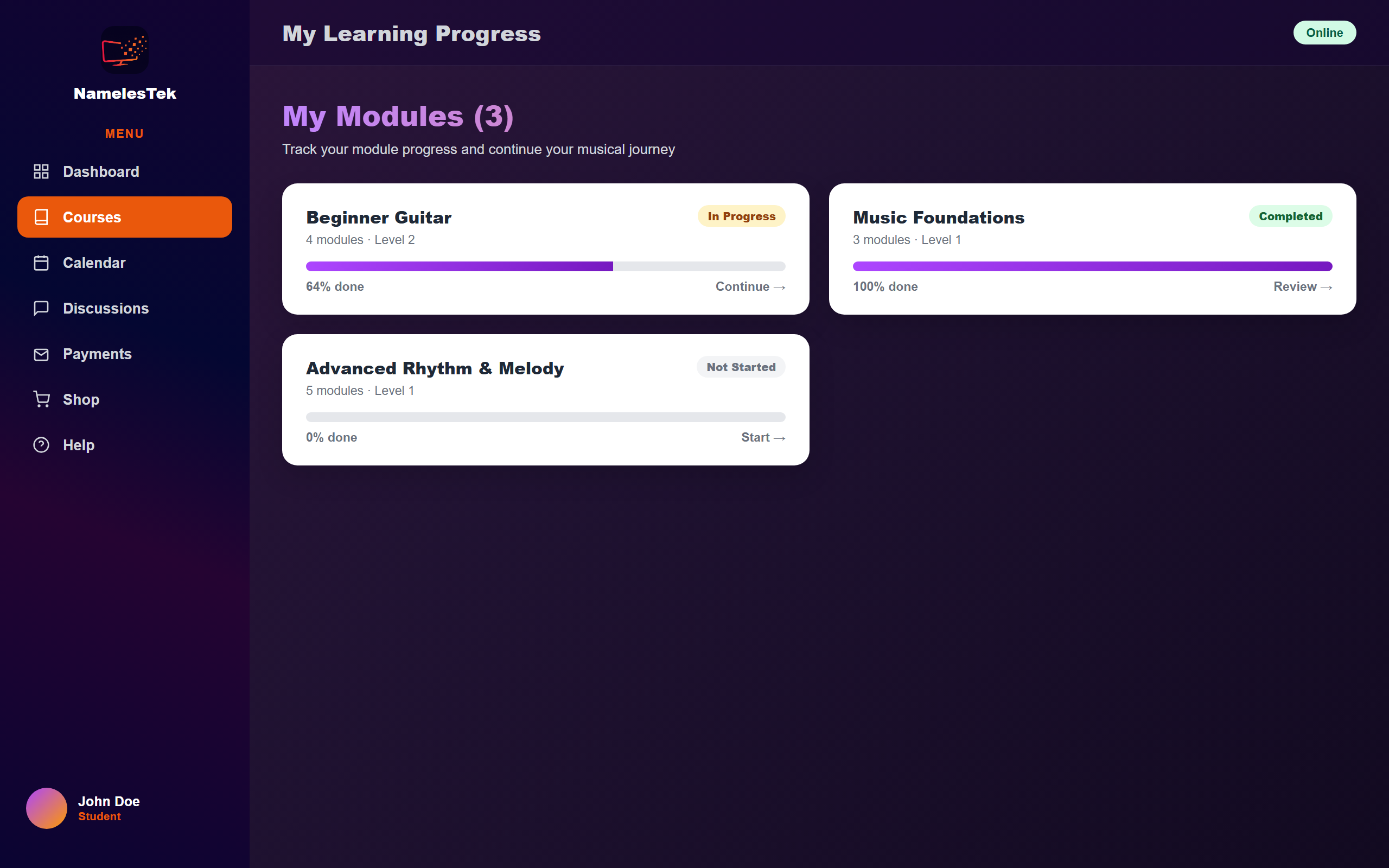 Course & video learning modules