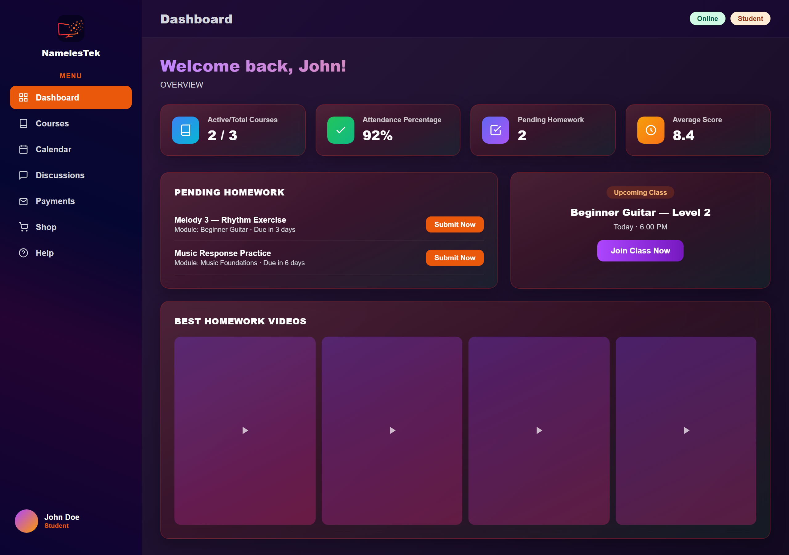 Student dashboard